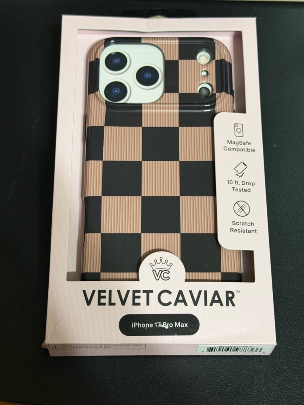 Velvet Caviar iPhone 17 Pro Max Case - Black and Tan Checkerboard